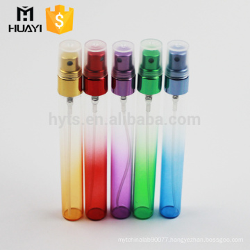 refillable colorful 10ml glass tube spray perfume bottle